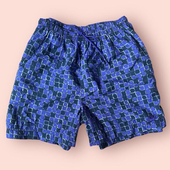 Vtg Nike Swim Trunks 90s Geometric Print Pattern Purple Black Large 4.5” Shorts - Picture 1 of 4